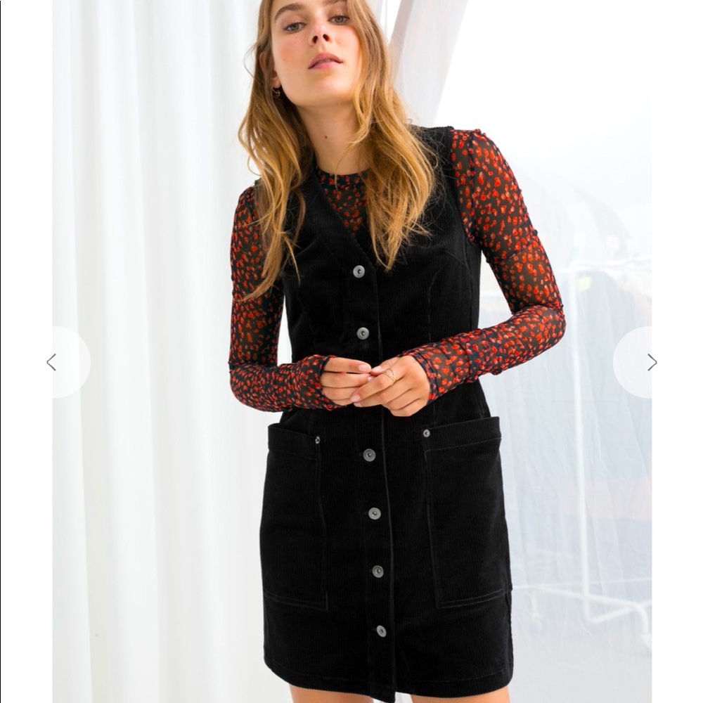 Black corduroy mini sleeveless dress size 2